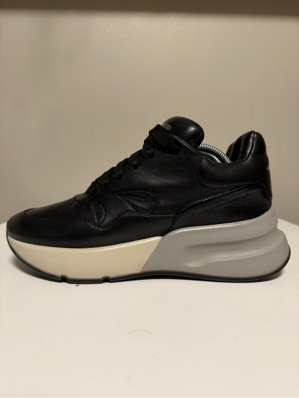 Alexander McQueen Oversized Runner Black Leather Sneakers Men’s EU 41 US 8 UK 7